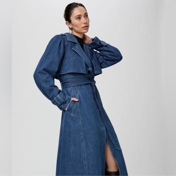 PAIGE Jackets & Blazers - 🆕 PAIGE Denim Trench Coat RAINA Rylie NWT Luxury longline 10 Cotton Couture